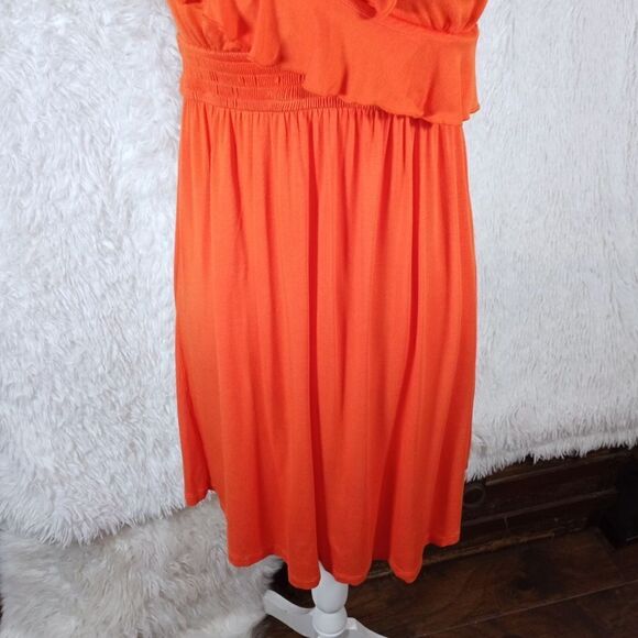 KENNETH COLE REACTION ORANGE V-NECK RUFFLE DRESS SZ.M EUC - Picture 4 of 9